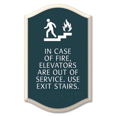 In Case of Fire, Elevators Are Out of Service - Braille